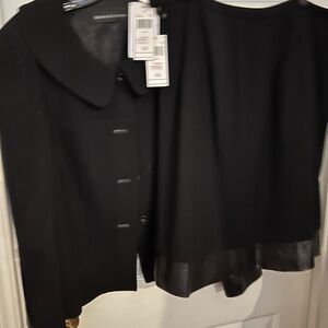 Dana Buchman Black suit. Leather trim on jacket and skirt!